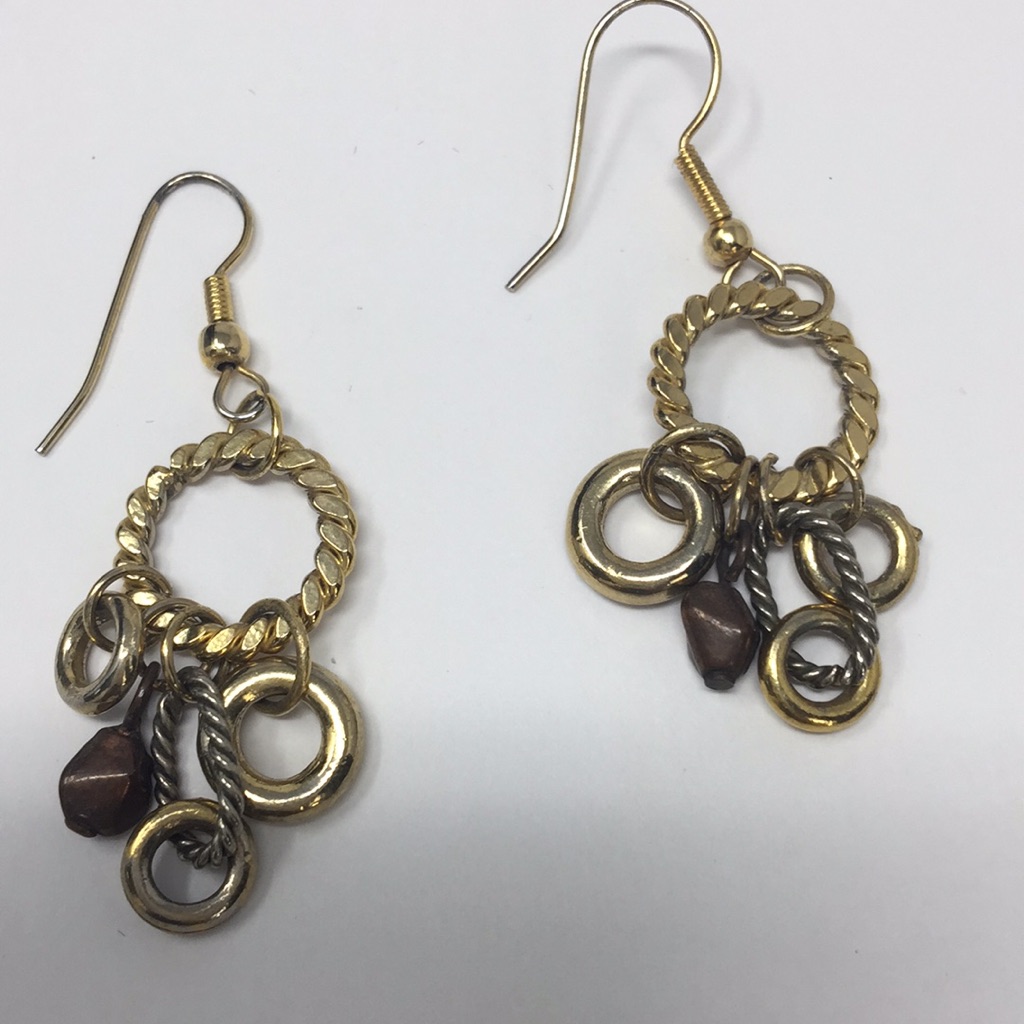 Vintage Sassoon Mixed Metal Earrings Pierced